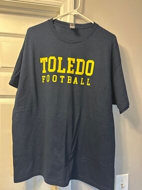 Gildan Navy Tee with Yellow Toledo Football Print
